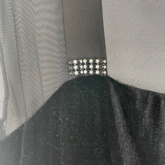 Connected Apparel Black Velvet Sheer Upper Mini Dress 80s 90s Y2K Women's Sz 16 - Picture 3 of 11